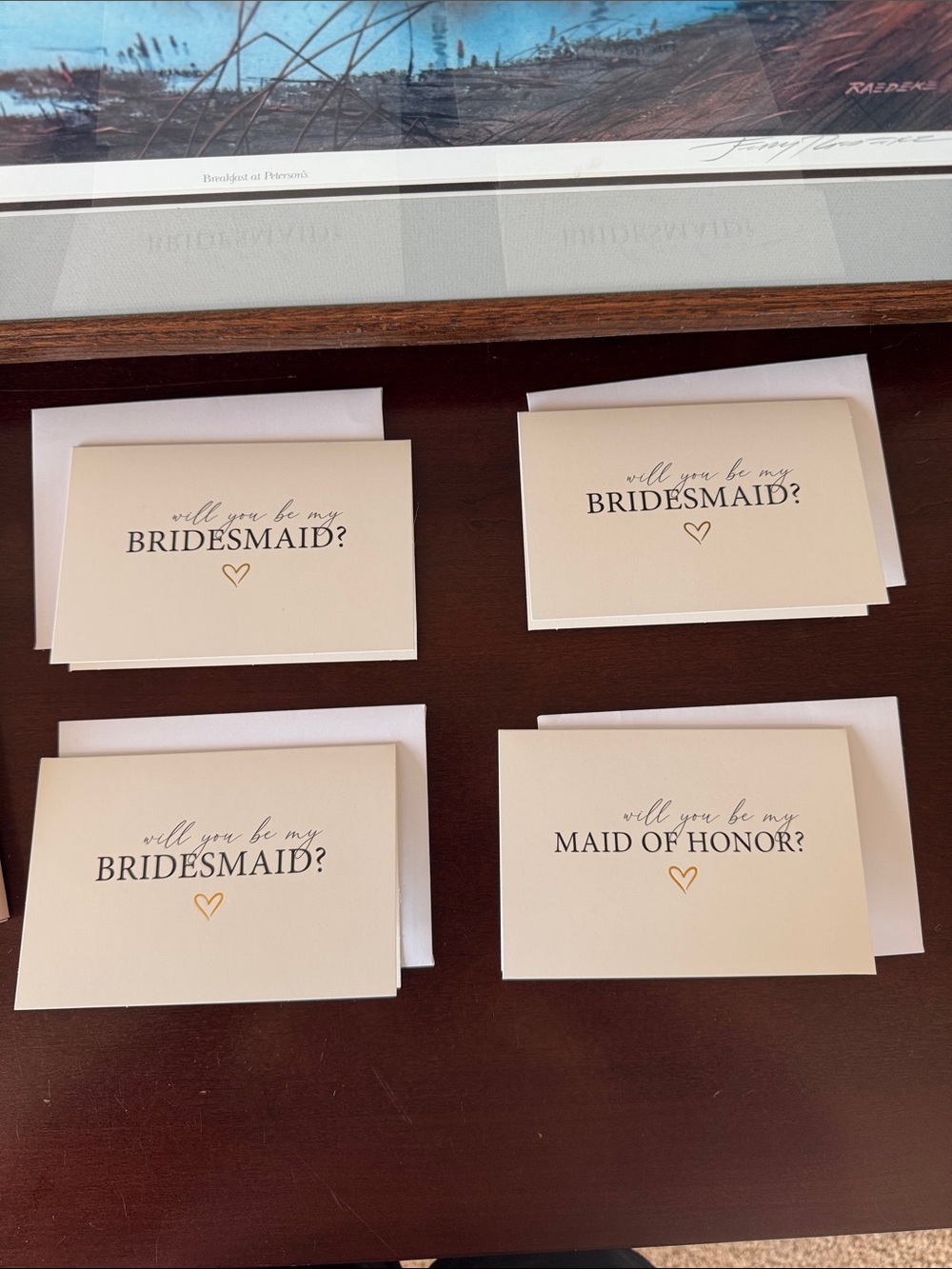 Bridesmaid and maid of honor proposal cards set of 4
